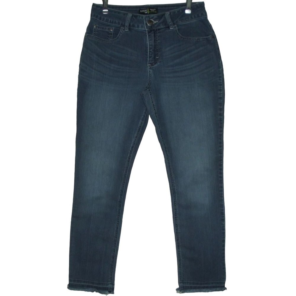 Riders Curvy Fit Jeans 8P x27"skinny mid rise crop by Lee denim raw hems stretch
